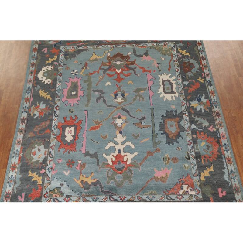 Floral Oushak Indian Area Rug Handmade Wool Carpet - 9'3"x 11'11"