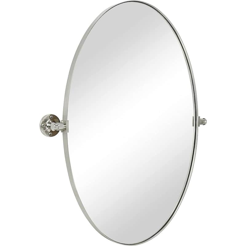 TEHOME Leni Oval Metal Wall Mirror - 20'' x 30'' - Brushed Nickel