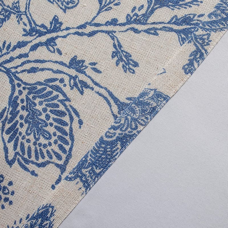 DriftAway Freda Jacobean Floral Linen Blend Lined Blackout Back Tabs Window Curtains