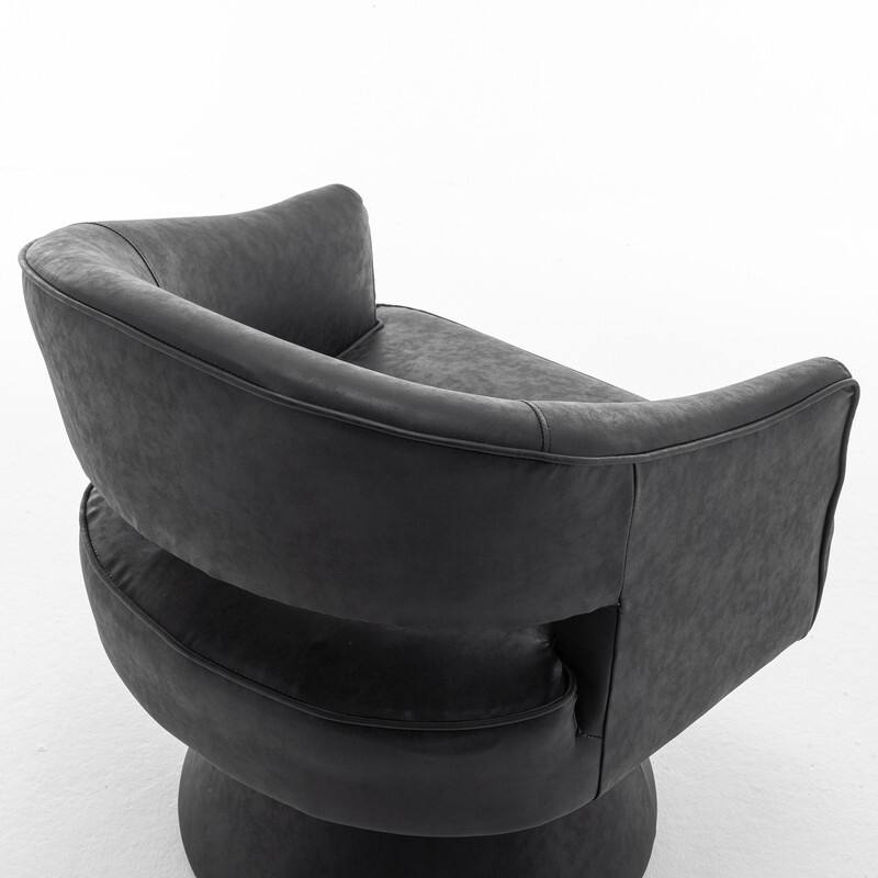 SEYNAR Modern PU Leather 360 Degree Swivel Accent Barrel Chair Set of 2