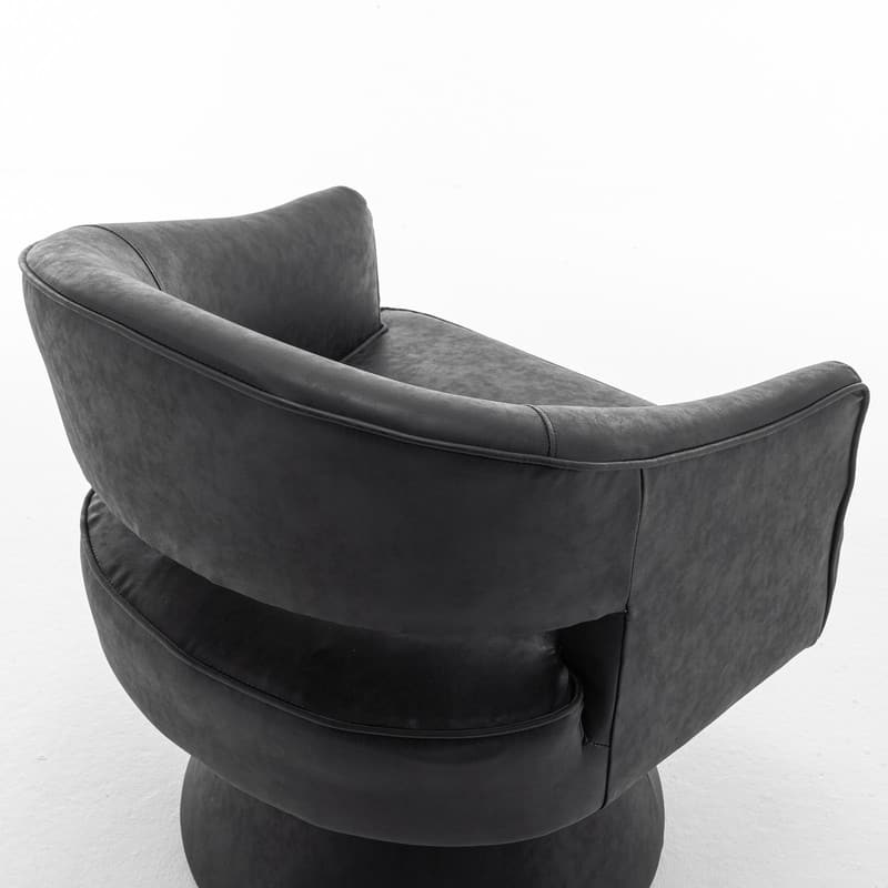 SEYNAR Modern PU Leather 360 Degree Swivel Accent Barrel Chair