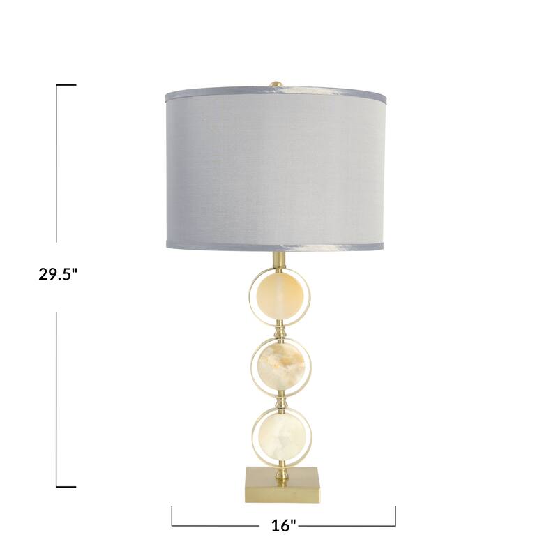 Art Deco Stacked Metal and Marble Table Lamp