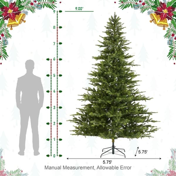 Glitzhome 7.5ft/9ft Pre-Lit Full Fir Artificial Christmas Tree w/Foot Pedal & Remote Control Simple Setup
