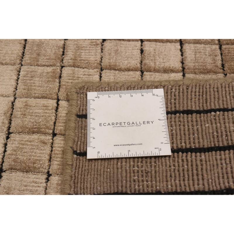 ECARPETGALLERY Hand Loomed Elysian Brown, Green Viscose Rug - 6'8 x 9'5