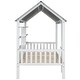 preview thumbnail 12 of 11, Twin Size House Bed with Roof Design, Solid Wood Kids Platform Bed Frame Montessori Bed with Storage Shelves & Fence Guardrails