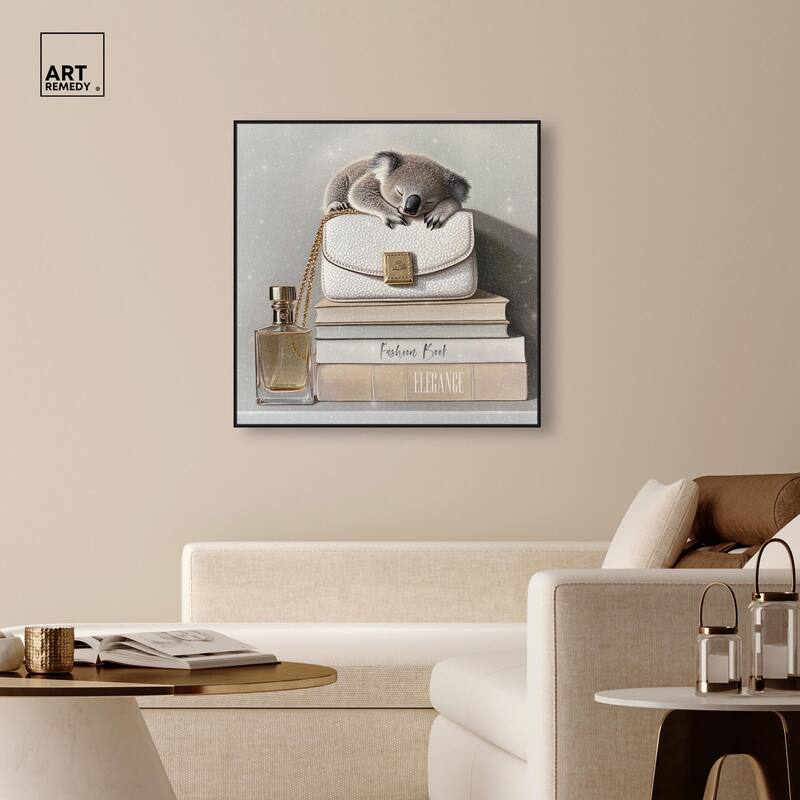 Koala on Fashion Books Canvas by Art Remedy