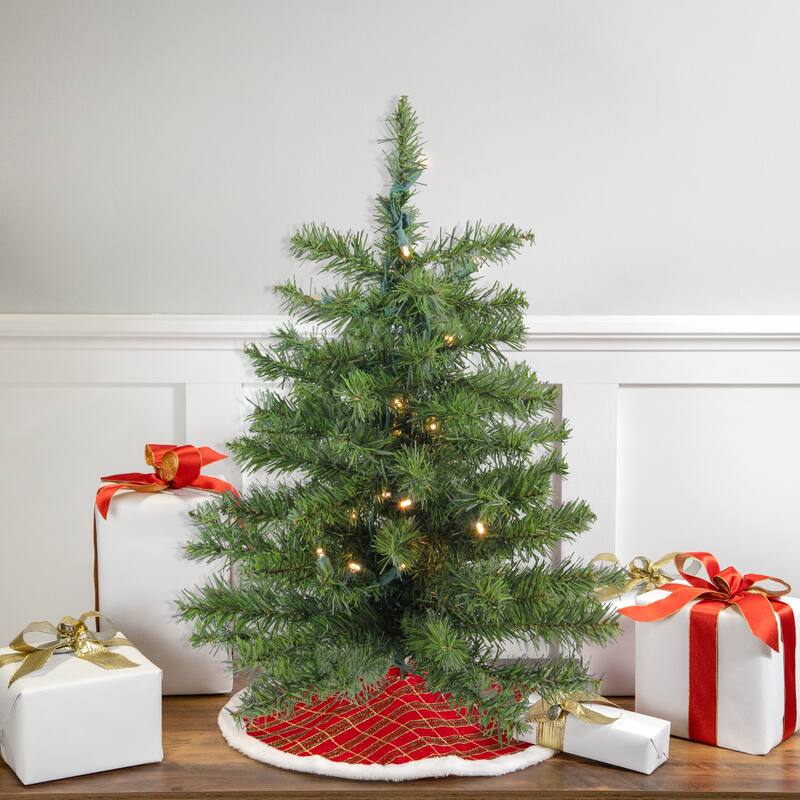 2' Medium Canadian Pine Artificial Christmas Tree Warm Clear Lights - 2 Foot