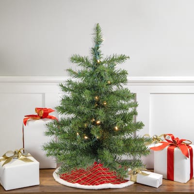 2' Medium Canadian Pine Artificial Christmas Tree Warm Clear Lights - 2 Foot