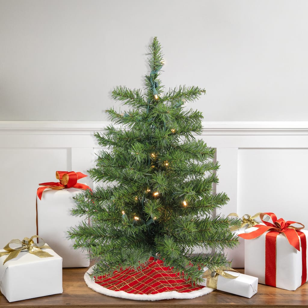 2' Medium Canadian Pine Artificial Christmas Tree Warm Clear Lights - 2 Foot