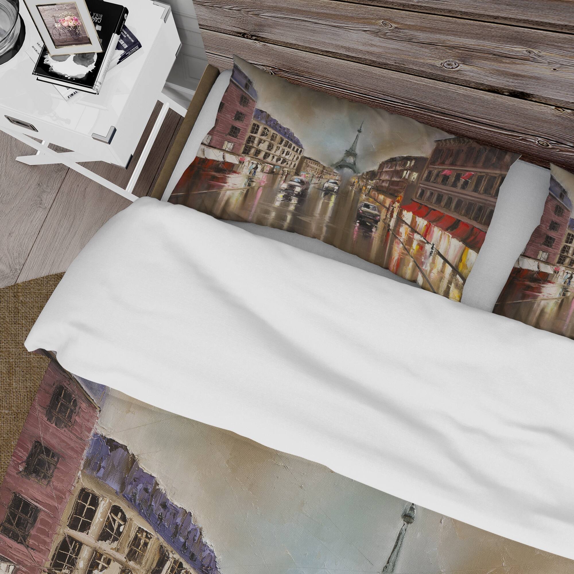 Designart 'Quiet Rainy Street In Gray Paris' Traditional Duvet Cover