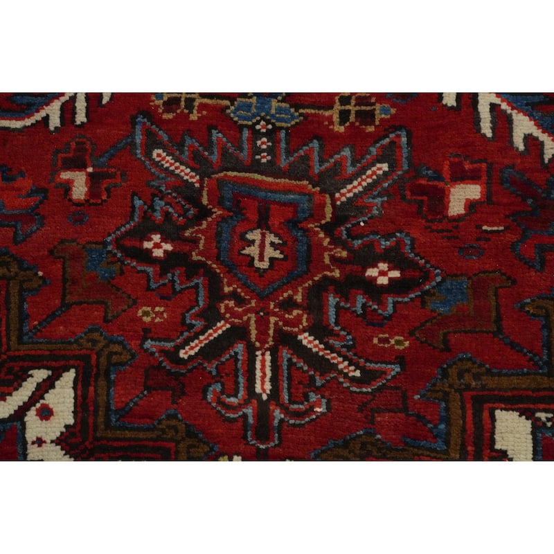 Hand Knotted Oriental 100% Wool Carpet Traditional Medallion Red Heriz Area Rug - 9' 11'' X 8' 0''