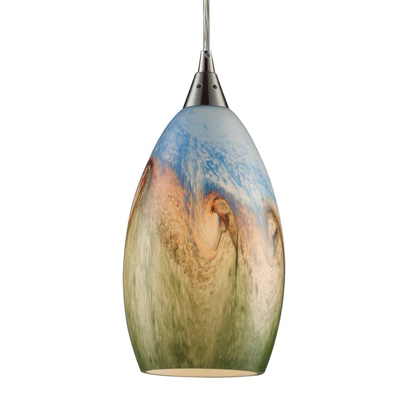 Geologic 6-inch Wide 1-Light Pendant in Satin Nickel - 6in W x 6in D x 10in H