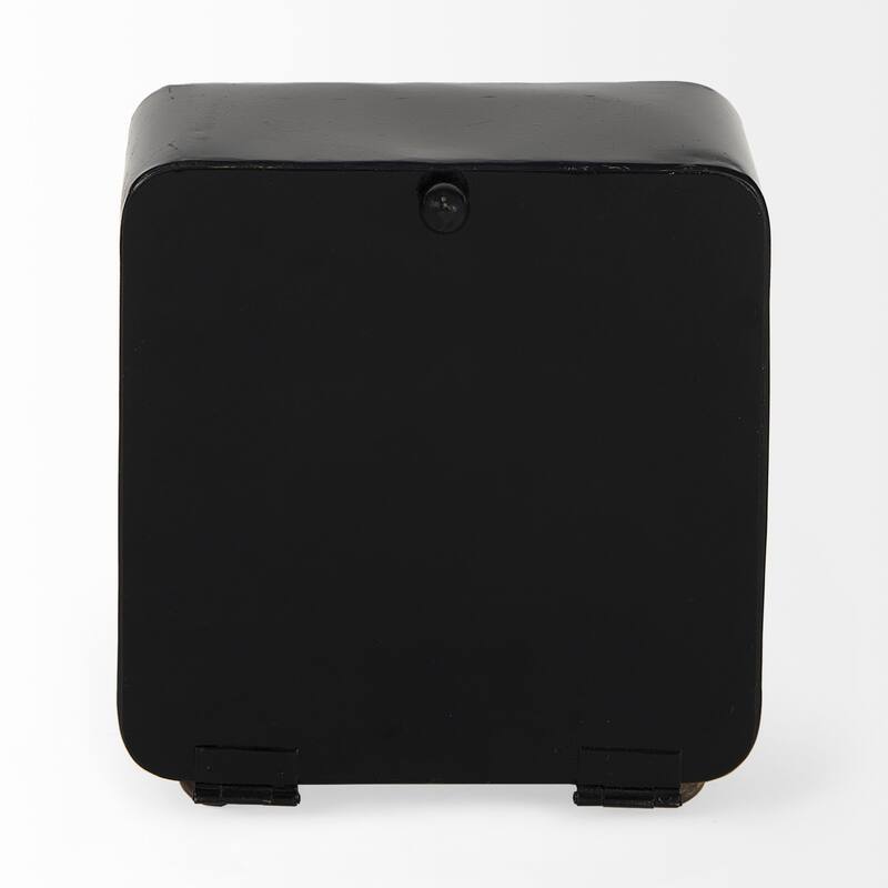 Karl Rustic Black Iron Rounded Square Table Clock - 6"W x 3"D x 6.7"H