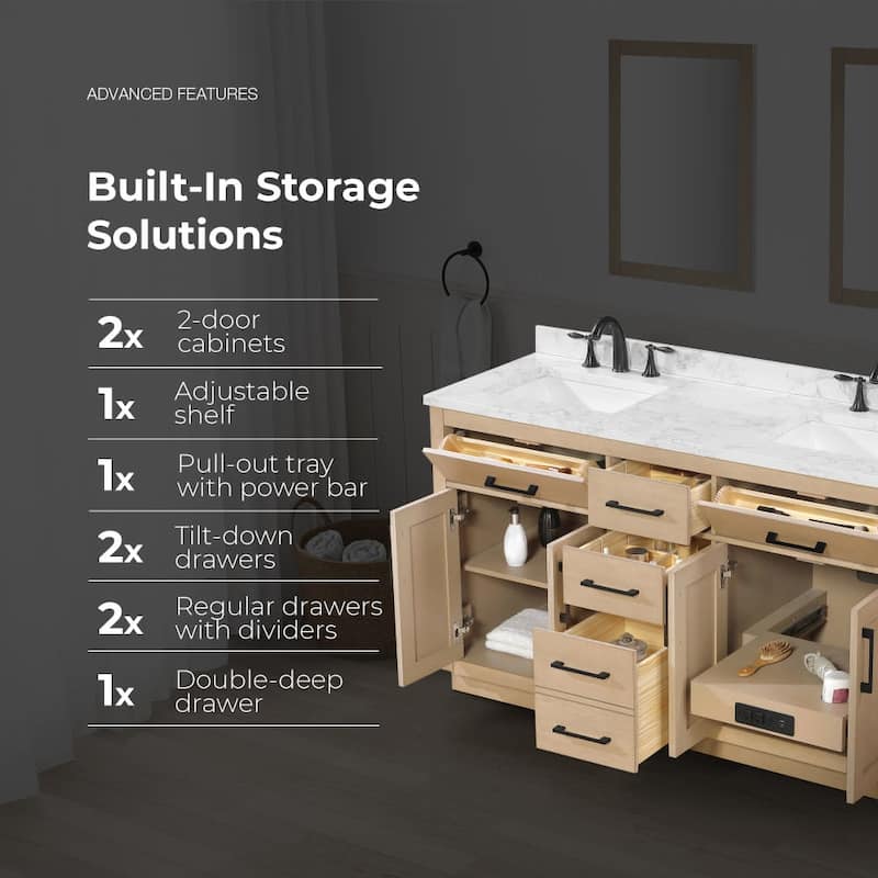 Ove Decors 15VVA-ALO260 Athea 60" Free Standing Double Basin Vanity