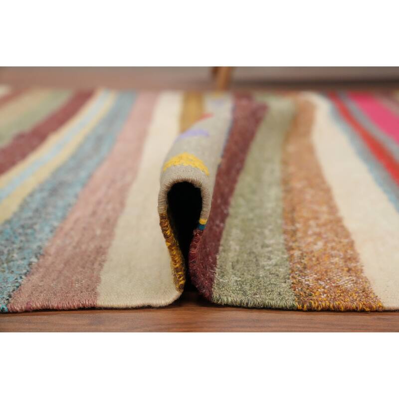 Hand Woven Oriental 100% Wool Carpet Southwestern Tribal Multi-Colored Kilim Area Rug - 9' 11'' X 5' 11''