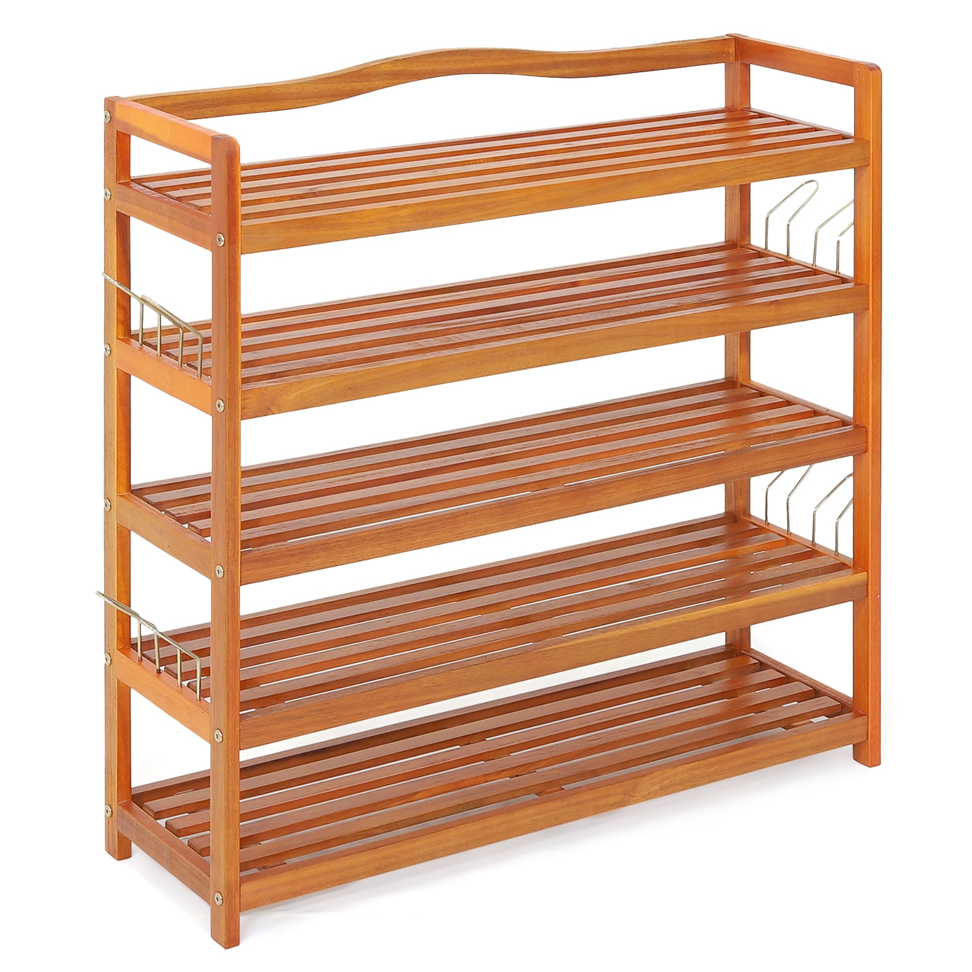 3 Tier Bamboo Shoe Rack w/ Pockets+Dust-proof Mat Stackable for Entryway  Hallway