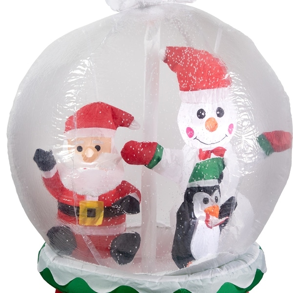6.75ft Lighted Inflatable Santa and Friends Snow Globe Outdoor