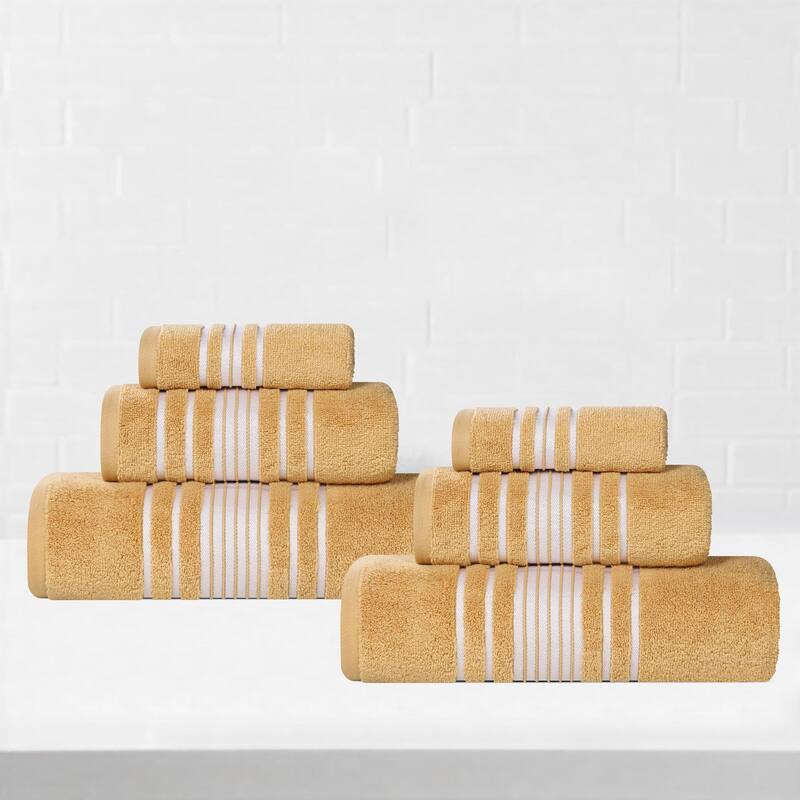 Superior Sadie Zero Twist Cotton 6 Piece Solid Towel Set - Gold