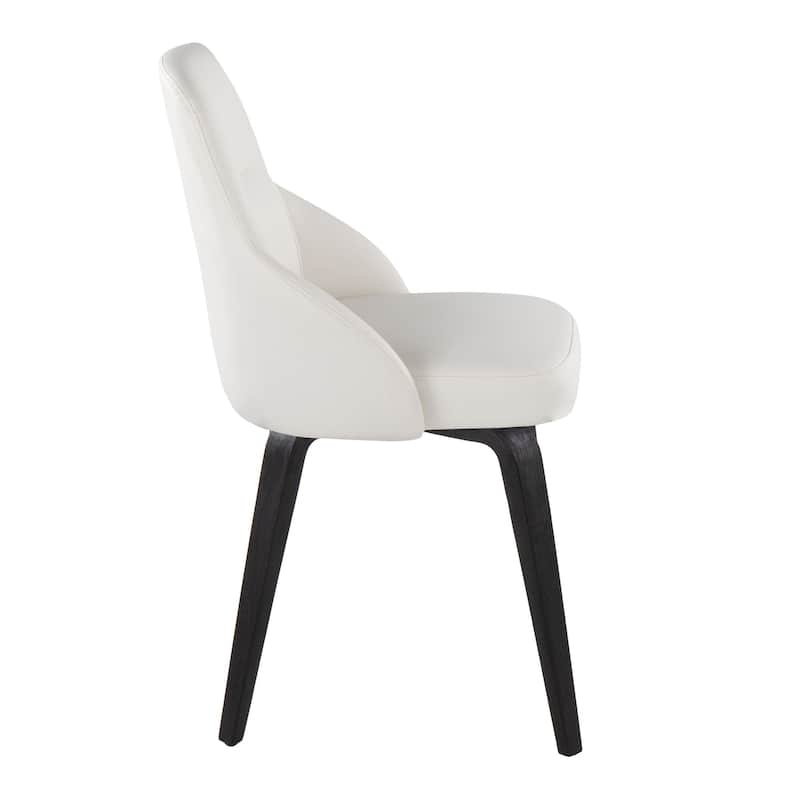 York Upholstered Contemporary Chair in Black Wood - Set of 2