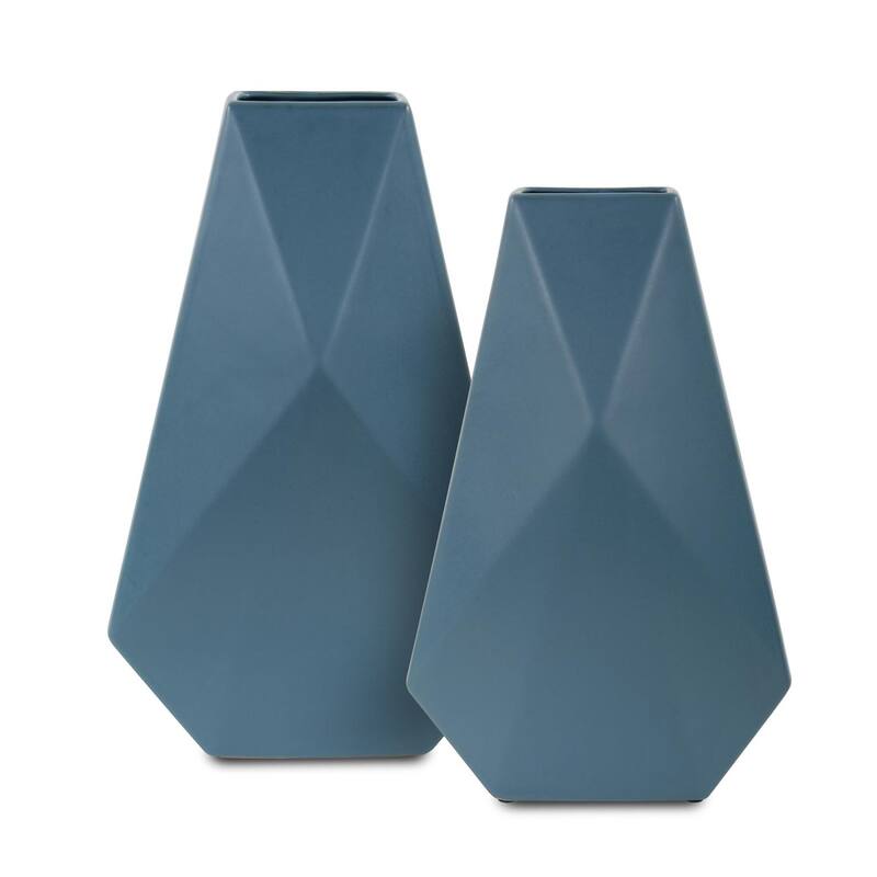 Allan Andrews Matte Teal Contemporary 3-D Geometric Vase Collection