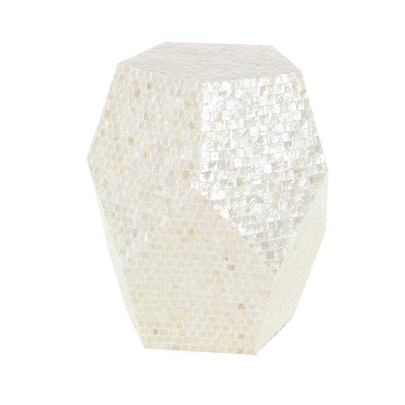 Mother of Pearl Shell Handmade Accent Table - Cream or Multi Colored