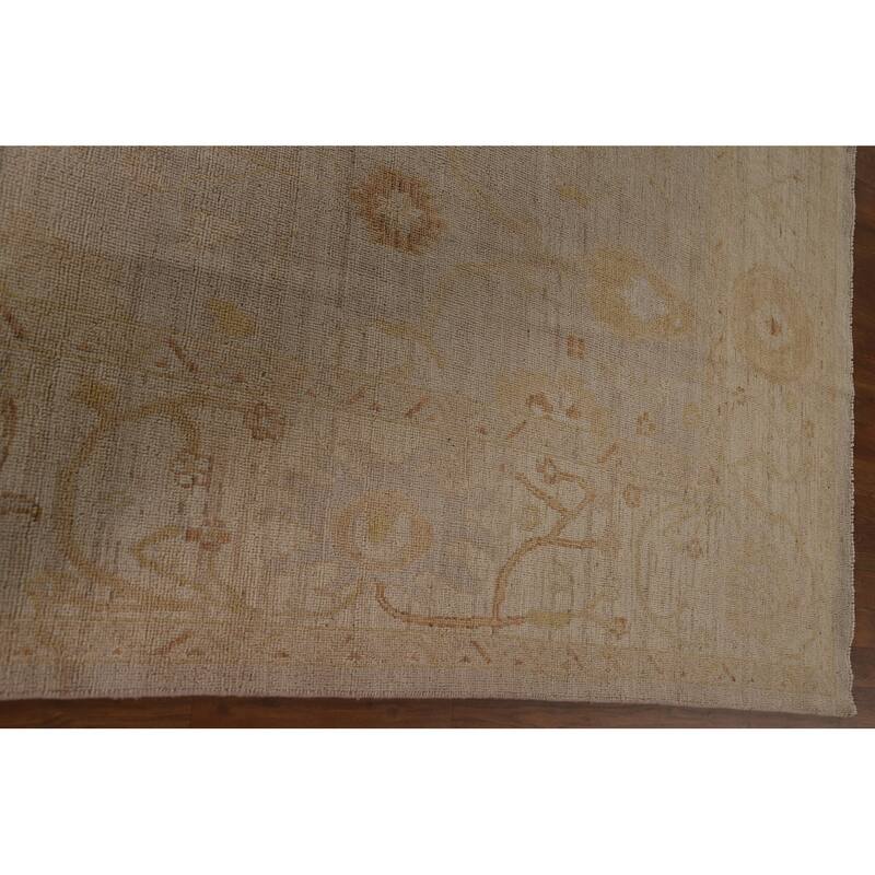 Vegetable Dye Oushak Turkish Area Rug Handmade Floral Wool Carpet - 8'8"x 11'9"