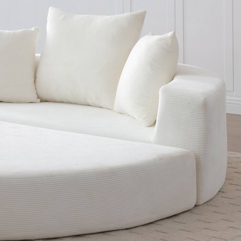 Convertible Sofa Couch Bed,Nulti-functional,Circular Bed,Adjustable Futon Sofa - Beige