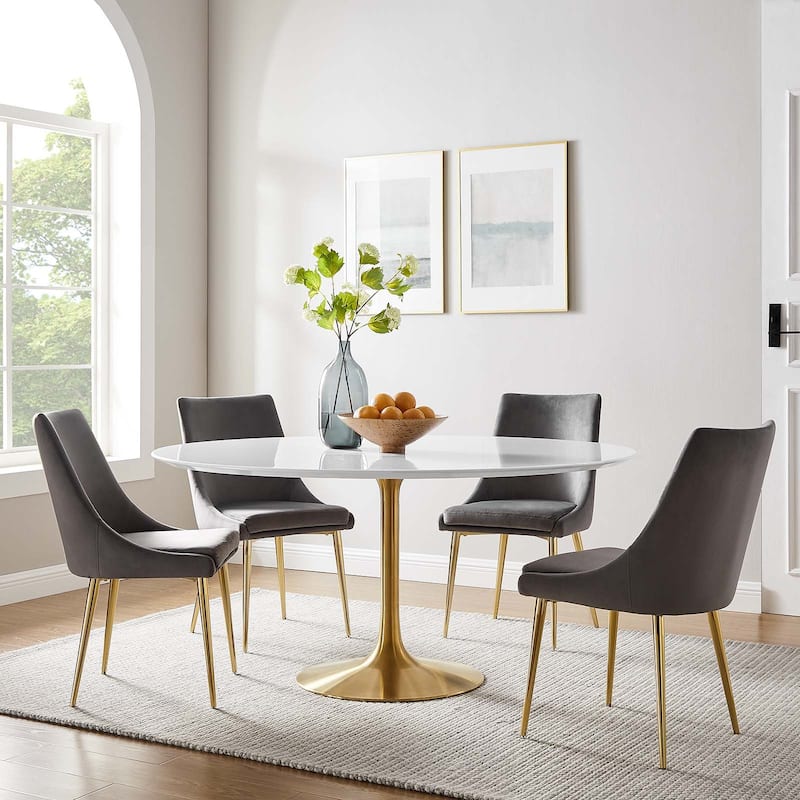 60" Round Wood Dining Table - Round - 4