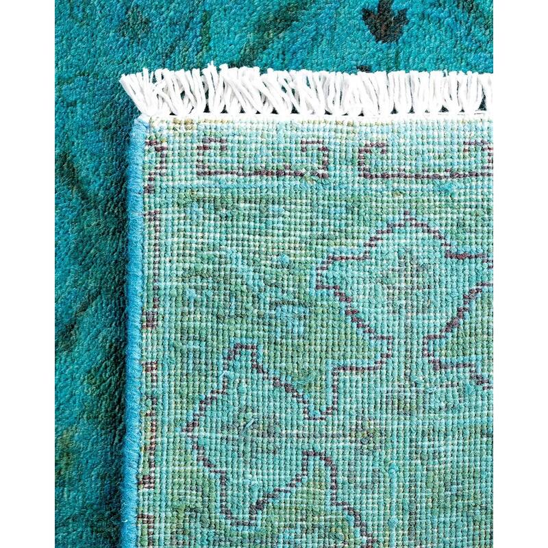 Vibrance One-of-a-Kind Hand-Knotted Runner Rug - Green, 2' 7" x 7' 4" - 2' 7" x 7' 4"