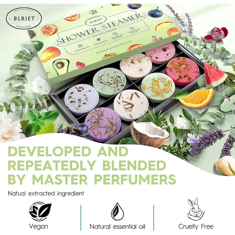 Natural Home Spa Self Care Relaxation Shower Bombs Beauty Gifts 8 Pack