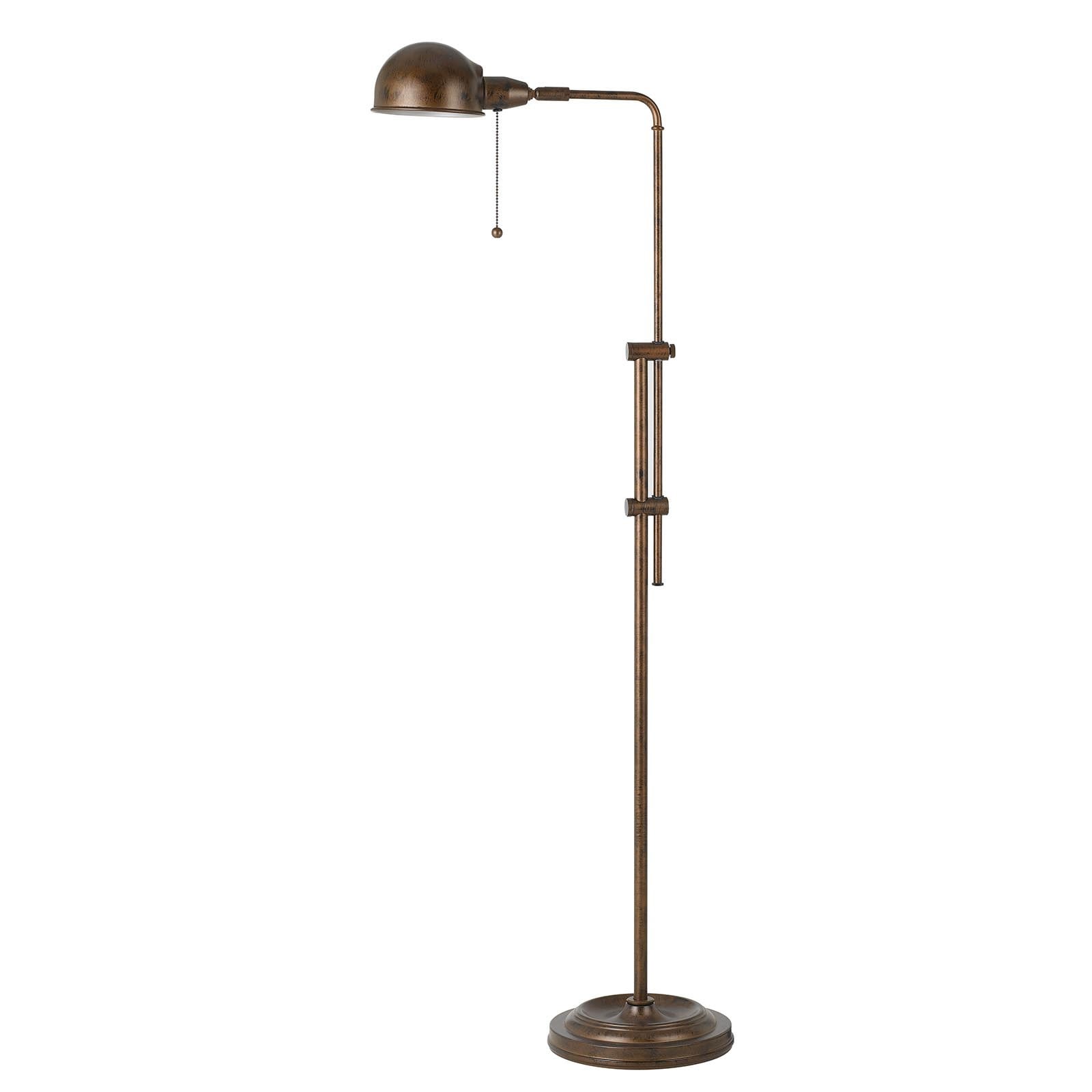 HomeRoots 58" Rust Metal Adjustable Swing Arm Floor Lamp With Rust Metal Dome Shade - 21