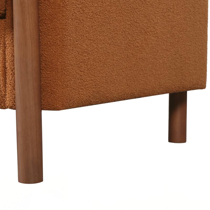 3-Seater Sofa, Curved Armrest with Integrated Solid Wood Legs