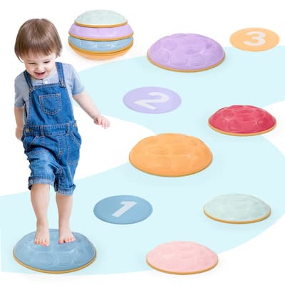 6 Pcs Turtle Balance Stones Kids Stepping Stones for Obstacle Course, Macaron