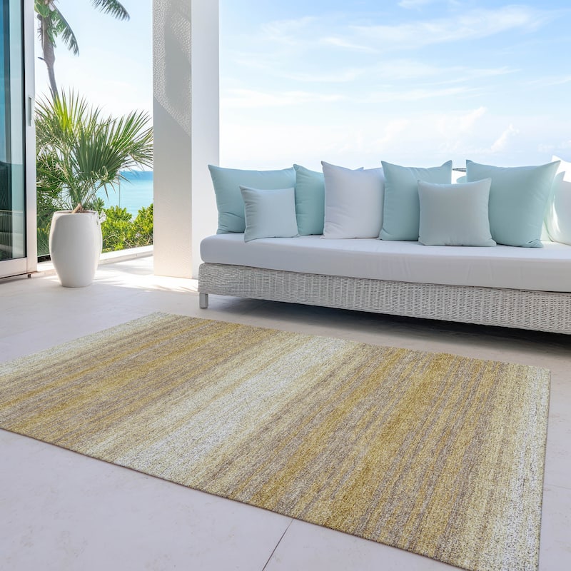 Machine Washable Indoor/ Outdoor Ombre Stripe Chantille Rug