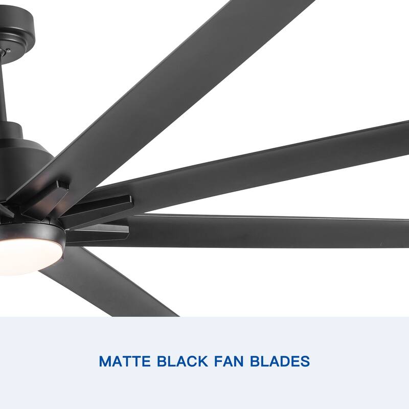 72" Integrated LED Light Ceiling Fan with Black ABS Blade