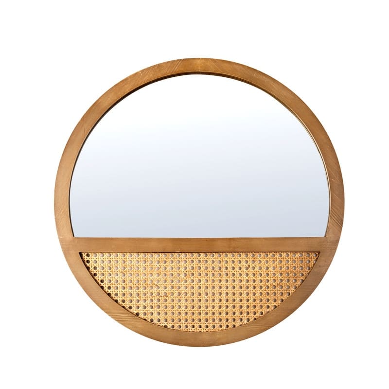 Rattan Boho Wall Mirror - 24"×24"