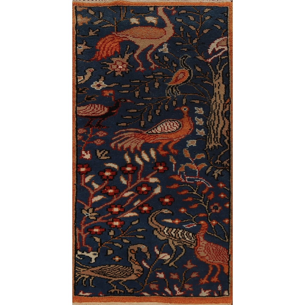 Blue Ziegler Indian Foyer Rug Hand-Knotted Wool Carpet - 2'6"x 5'9"