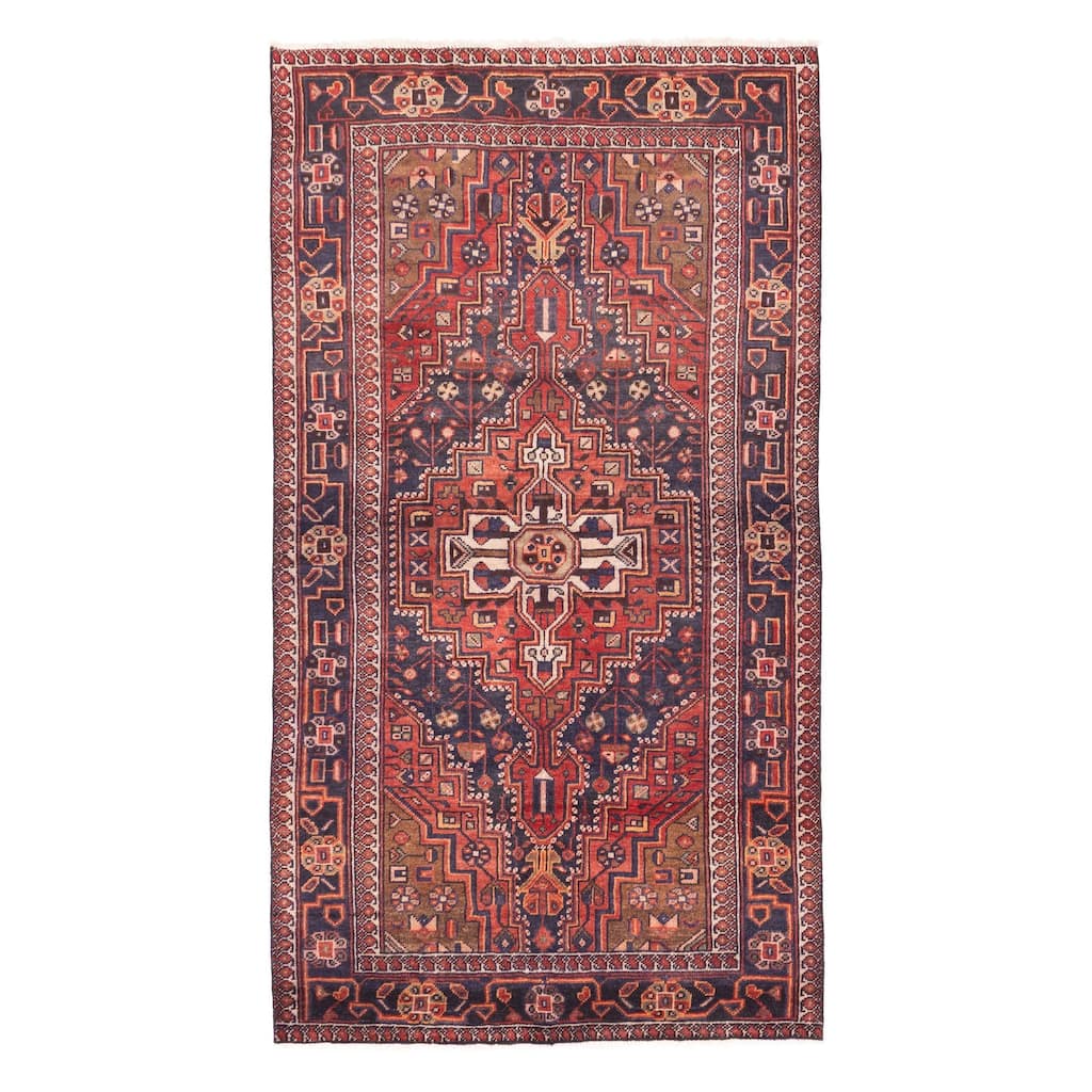 ECARPETGALLERY Hand-knotted Anatolian Vintage Dark Navy, Red Wool Rug - 4'4 x 7'9