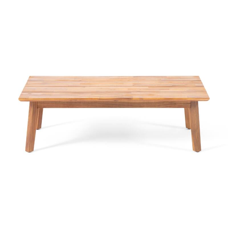 Loveseat and Coffee Table Outdoor Set, Slatted Brown Acacia Wood