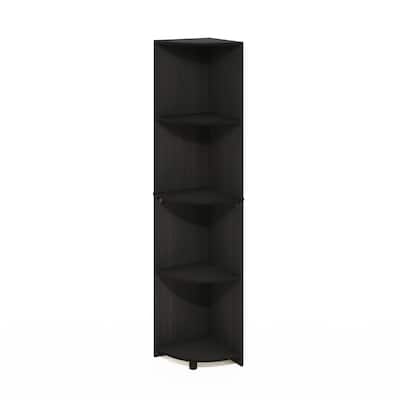 57.13 in. Tall Espresso Wood 4-Shelf Bookcase