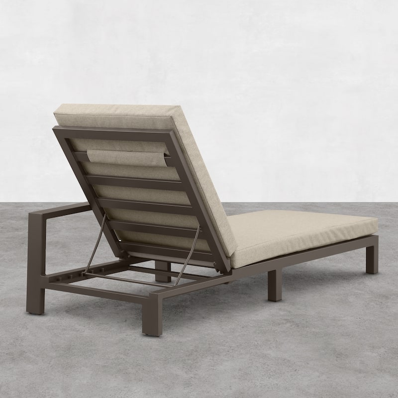 Benton Modern Aluminum Lounge Outdoor Double Chaise with Cushion