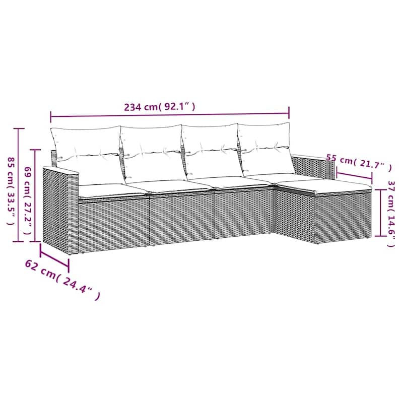 vidaXL Garden Sofa Set Black - 24.4 x 24.2 x 27.2