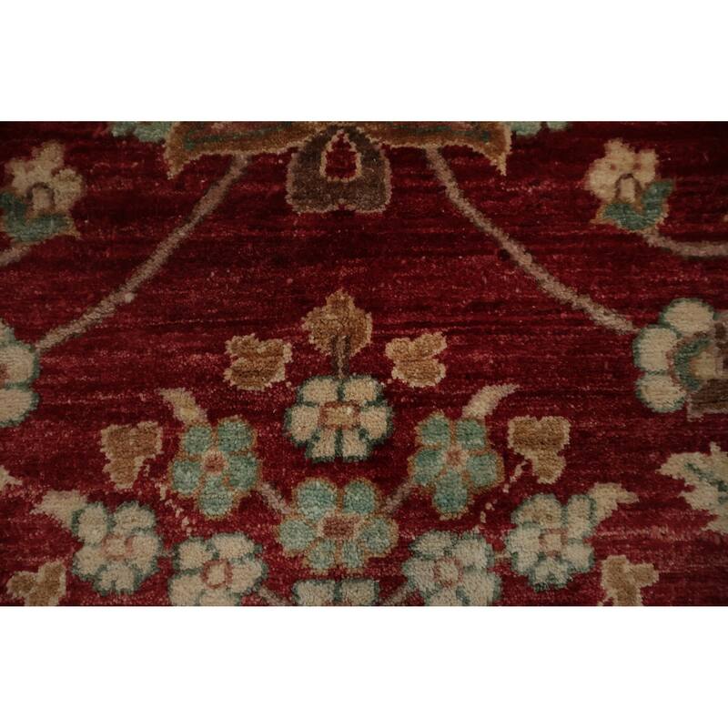 Hand Knotted Oriental 100% Wool Carpet Traditional All-Over Red Ziegler Area Rug - 11' 10'' X 9' 0''