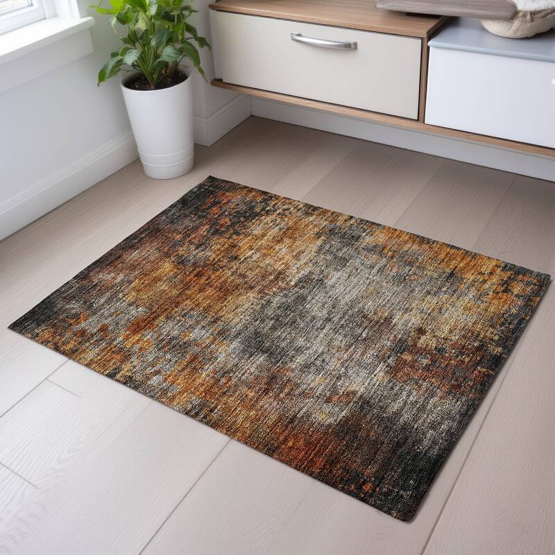 Premium Washable Super Soft Modern Glam Mayfield Rug - Paprika - 1'8" x 2'6"