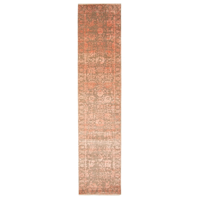 ECARPETGALLERY Hand-knotted Heritage Brown Silk, Wool Rug - 2' 8" x 12' 1" - Brown - 2' 8" x 12' 1" - Runner