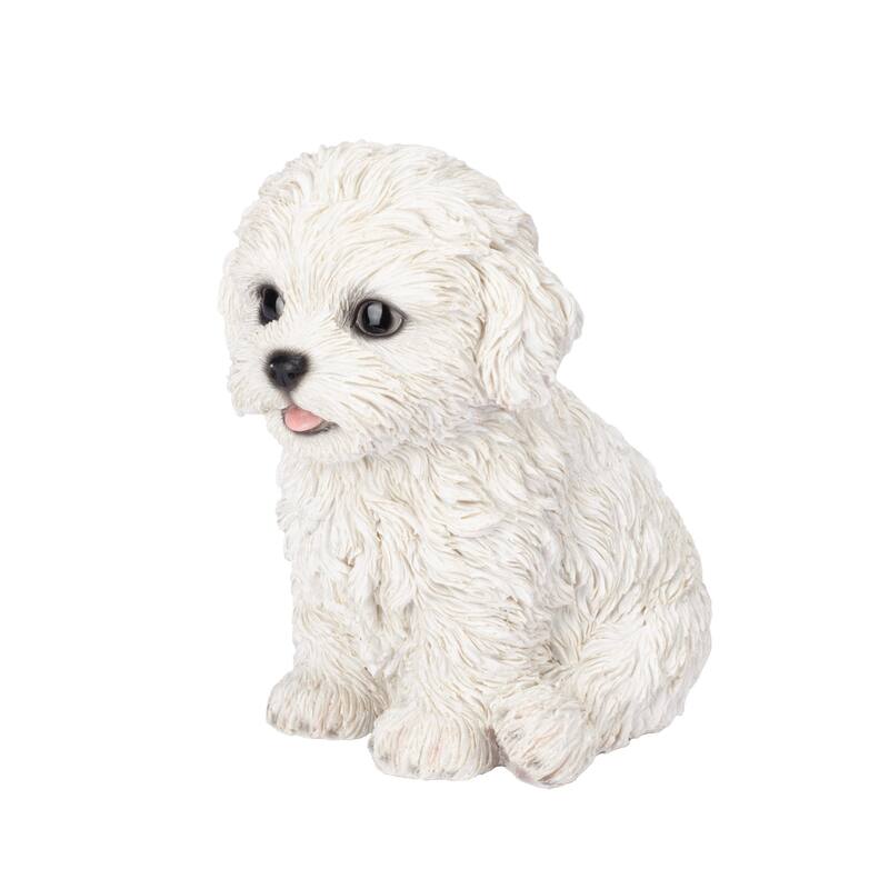 Sitting Bichon Frise Puppy Outdoor Statue - 5.75" - White