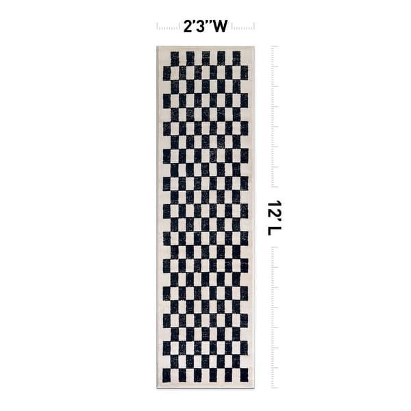 dimension image slide 8 of 14, Contemporary Checkered Area Rug