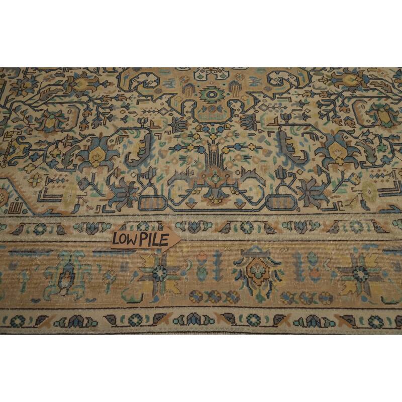 Hand Knotted Oriental 100% Wool Carpet Traditional Floral Beige & Ivories Tabriz Area Rug - 11' 1'' X 8' 3''