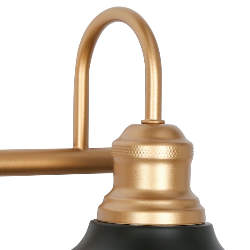 Farmhouse Rustic Black Metal 4-light Bathroom Vanity Light with Bell Metal Shade - L 31" x W 7.5" x H 9"