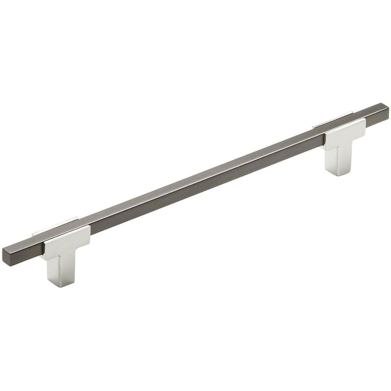 Amerock Urbanite 7-9/16 Inch Center to Center Bar Cabinet Pull - Polished Chrome / Black Chrome